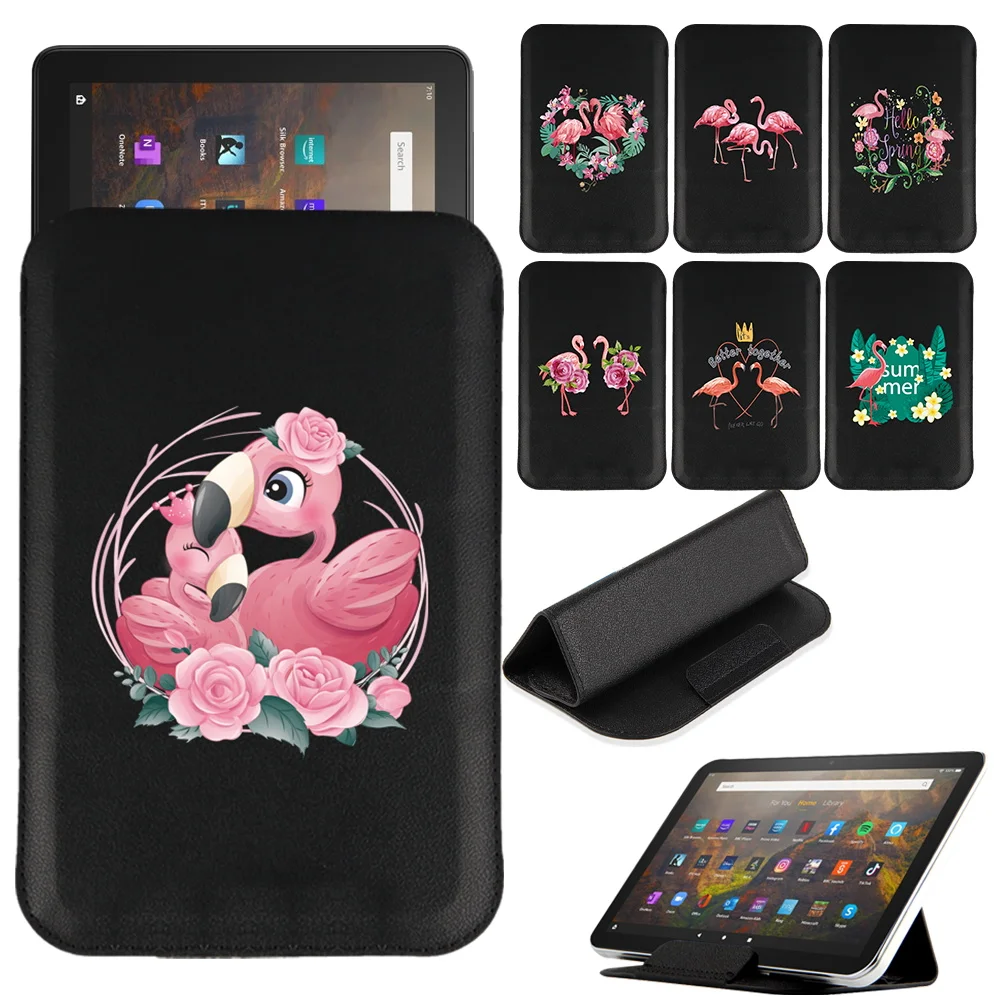 Tablet Stand Bag for Fire HD 10 Plus/HD 8 Plus/HD 10 11th/HD 8 6th 7th 8th 10th/Fire 7 5th 7th 9th Flamingo Pattern Magnet Pack