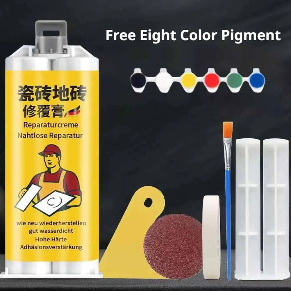1/2/3/4/5Sets Tile Repair Paste Kit with 8 Color Pigments Waterproof Ceramic Floor Crack Filler DIY Glaze Surface Restoration