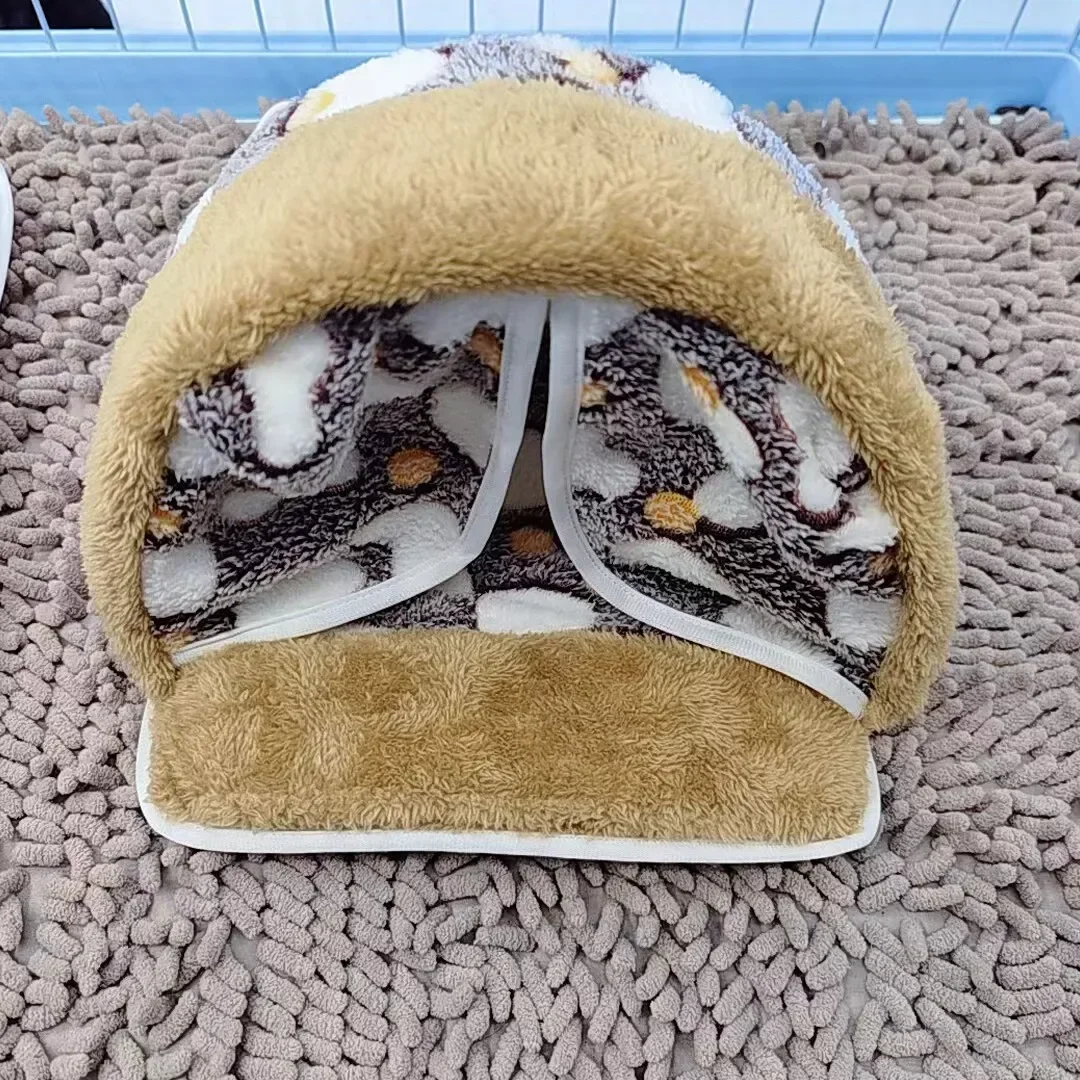 

Hamster House Pet Sleeping Cave Warm Soft Beds Plush Printed Cage For Guinea Pig Squirrel Mice Rat Small Animal Supplies