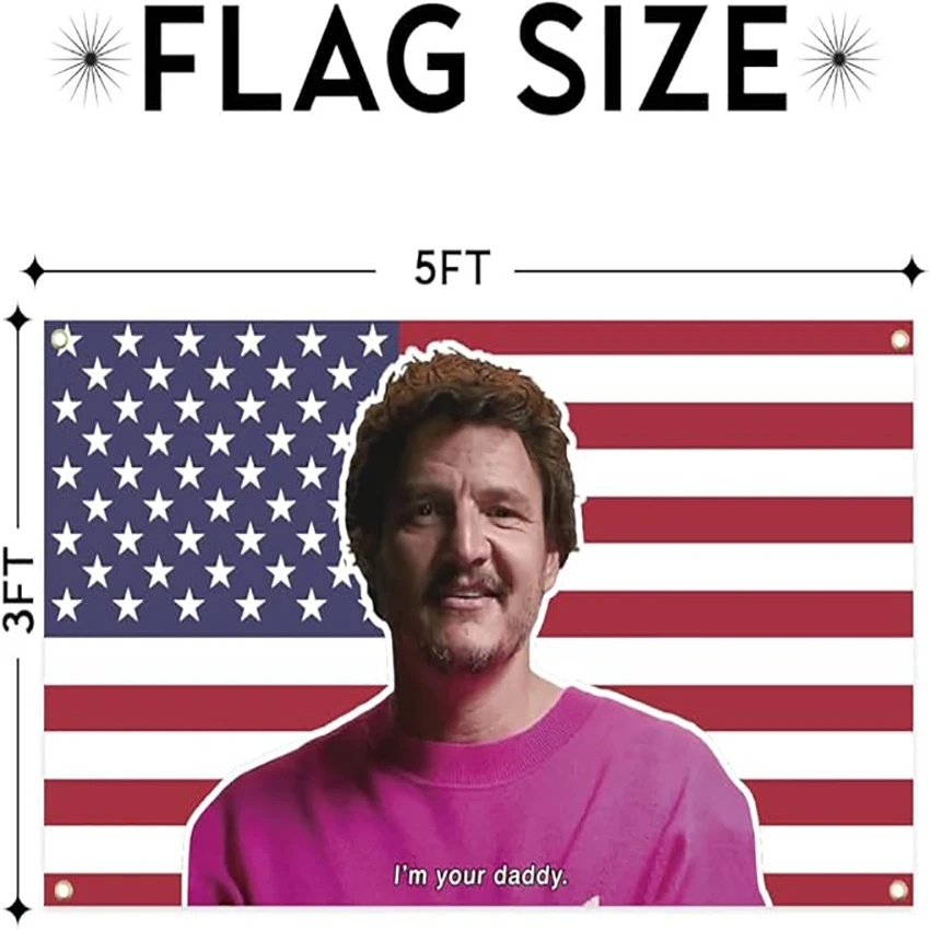 5x3 Ft Flag pedro pascal Flag Single Sided Printed Vivid Color Durable Polyester Bar Club College Dorm Bedroom Indoor Decoration