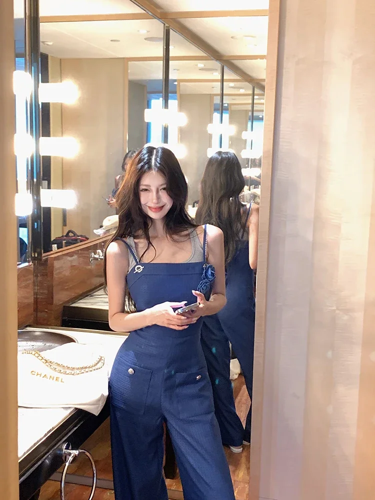 بذلة بحمالات على شكل زهرة ثلاثية الأبعاد سراويل غير رسمية بمزاج صيفي للسيدات مع بذلة متخصصة بنمط شبكي