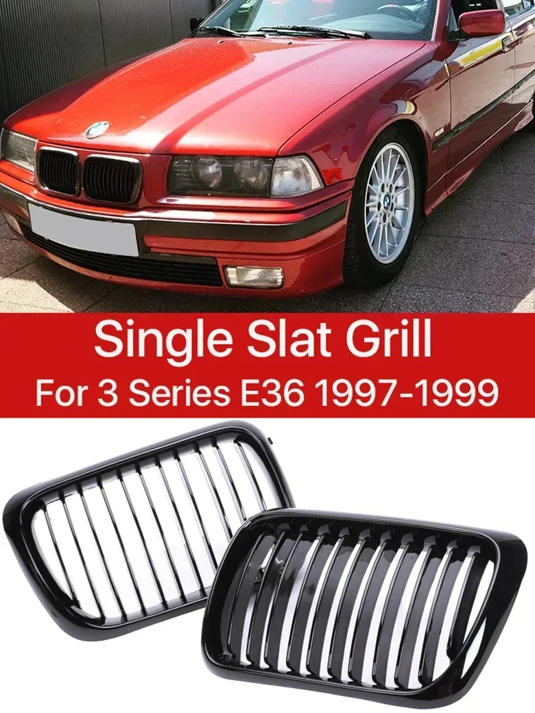 

New! Kidney Front Bumper Lower Grills Single Slat Gloss Black Interior Grille Facelift For BMW 3 Series E36 LCI 1997 1998 1999