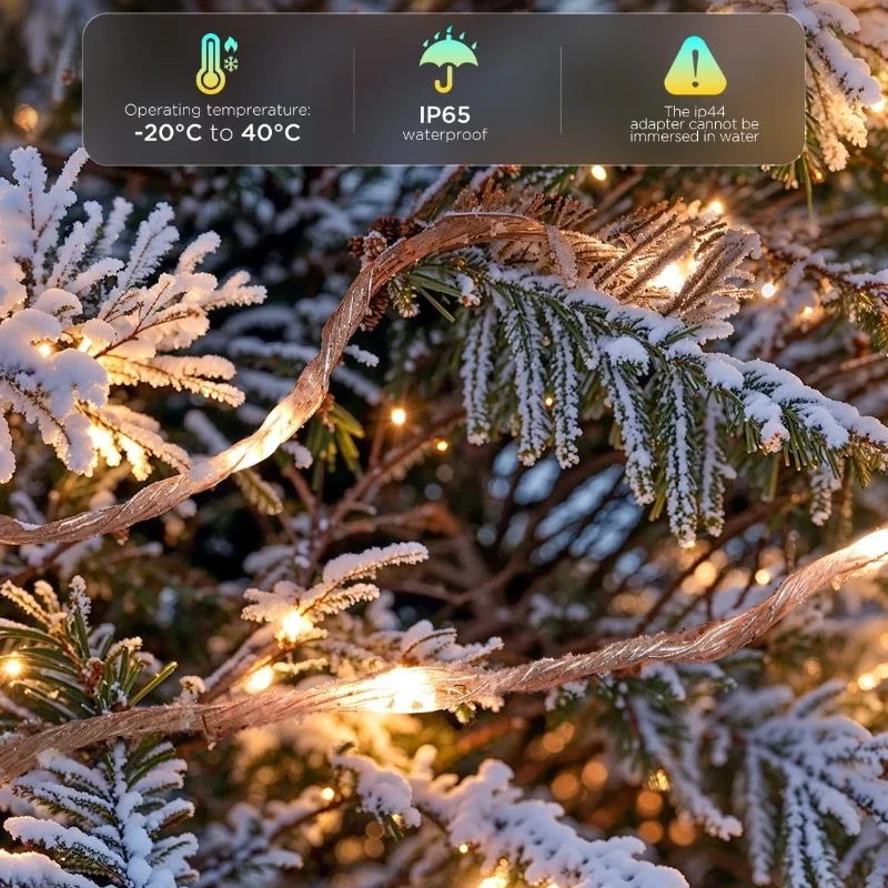 Guirnaldas de luces navideñas con función de control remoto, decoración LED inteligente para árboles interiores y exteriores, Control por aplicación