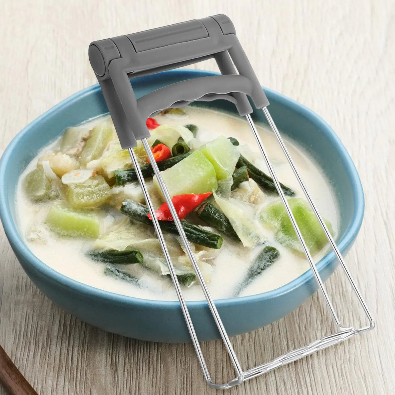 Folding Stainless Steel Plate Bowl Dish Gripper Clip for Kitchen Cooking Heat Resistant Retrieval Pan Pizza Steamer Pot Holder