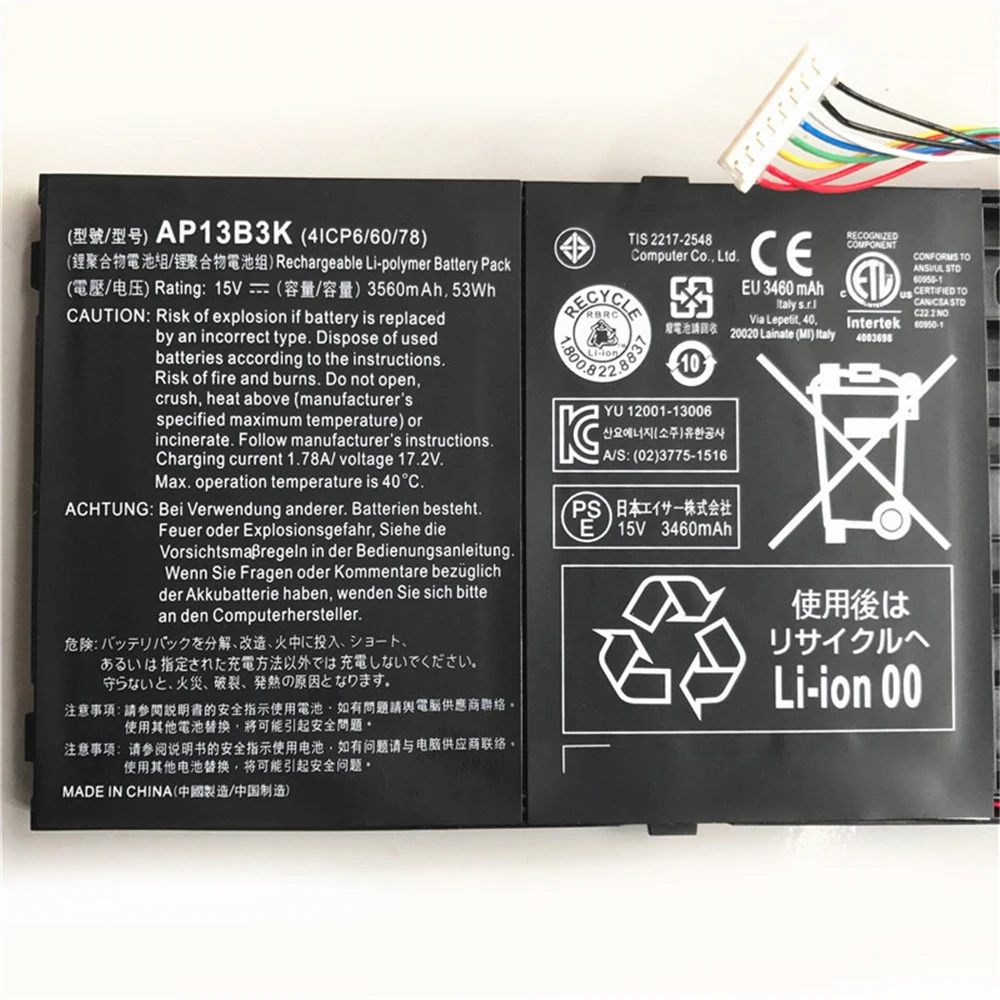 Genuine  AP13B3K Laptop Battery for Acer Aspire V5 R7 V7 V5-572G V5-573G V5-472G V5-473G V5-552G M5-583P V5-572P R7-571 AP13B8K