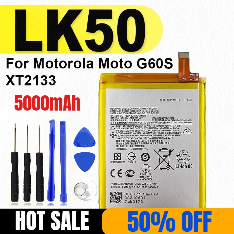

5000mAh LK50 Replacement Battery for Motorola Moto G 60S G60S XT2133 Batteries LK50 + Free Tool Kits