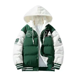 Koreanische trendige Markenjacke 2024, Winter, neue Herrenjacke, modisches gesticktes Design, Kapuzenparka, lässig, Outdoor, Jugend, Streetwear