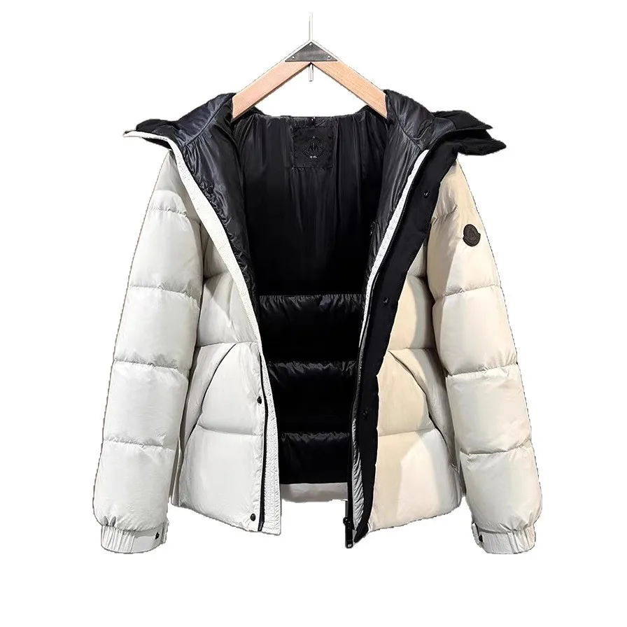 Women's Warm Loose Fit Hooded Down Jacket with Stand Collar Zipper Closure Thick Solid Color Simple Style Regular Length