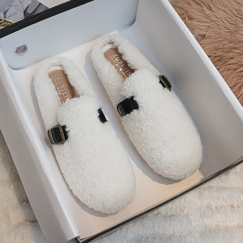 

New 2025 Winter Women Cotton Slippers Warm Fluffy Home Shoes Size 41-43 Fashion