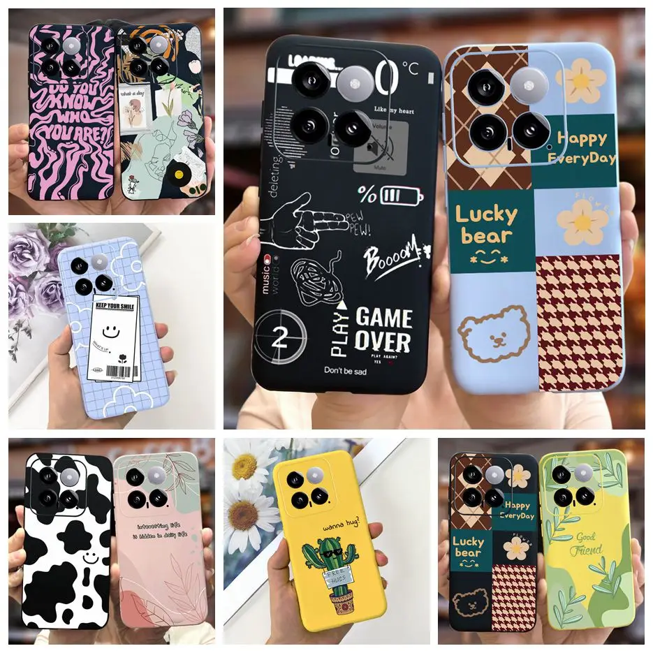 For Xiaomi 14 5G Case Mi14 Pro Stylish Art Painted Cover Soft Silicone Phone Case For Xiaomi 14 Pro Mi 14Pro Fundas Coque Bumper