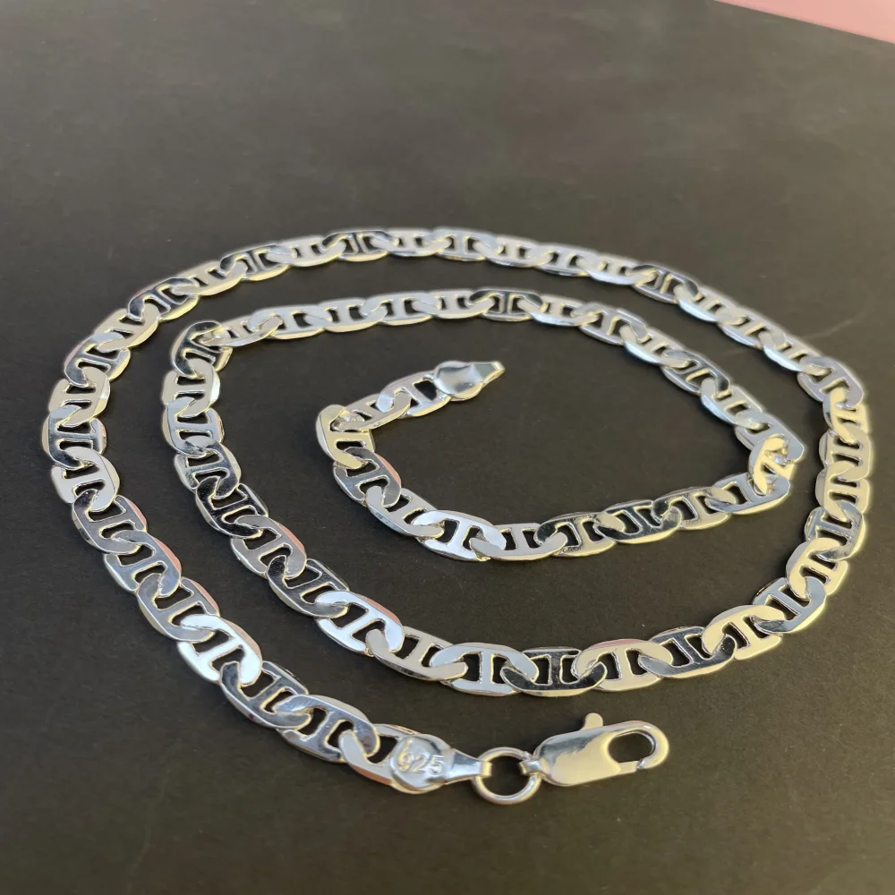 PABEYN 925 فضة قلادة 6 مللي متر الجانب Z-شكل قلادة ، سوار الرجال والنساء مجوهرات هدية 45-60 سنتيمتر #3