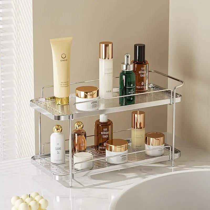 Bathroom Vanity Storage Shelf Toilet Sink Caddy Cream Style Desktop Organizer Hygiene Storage Rack Home Organization