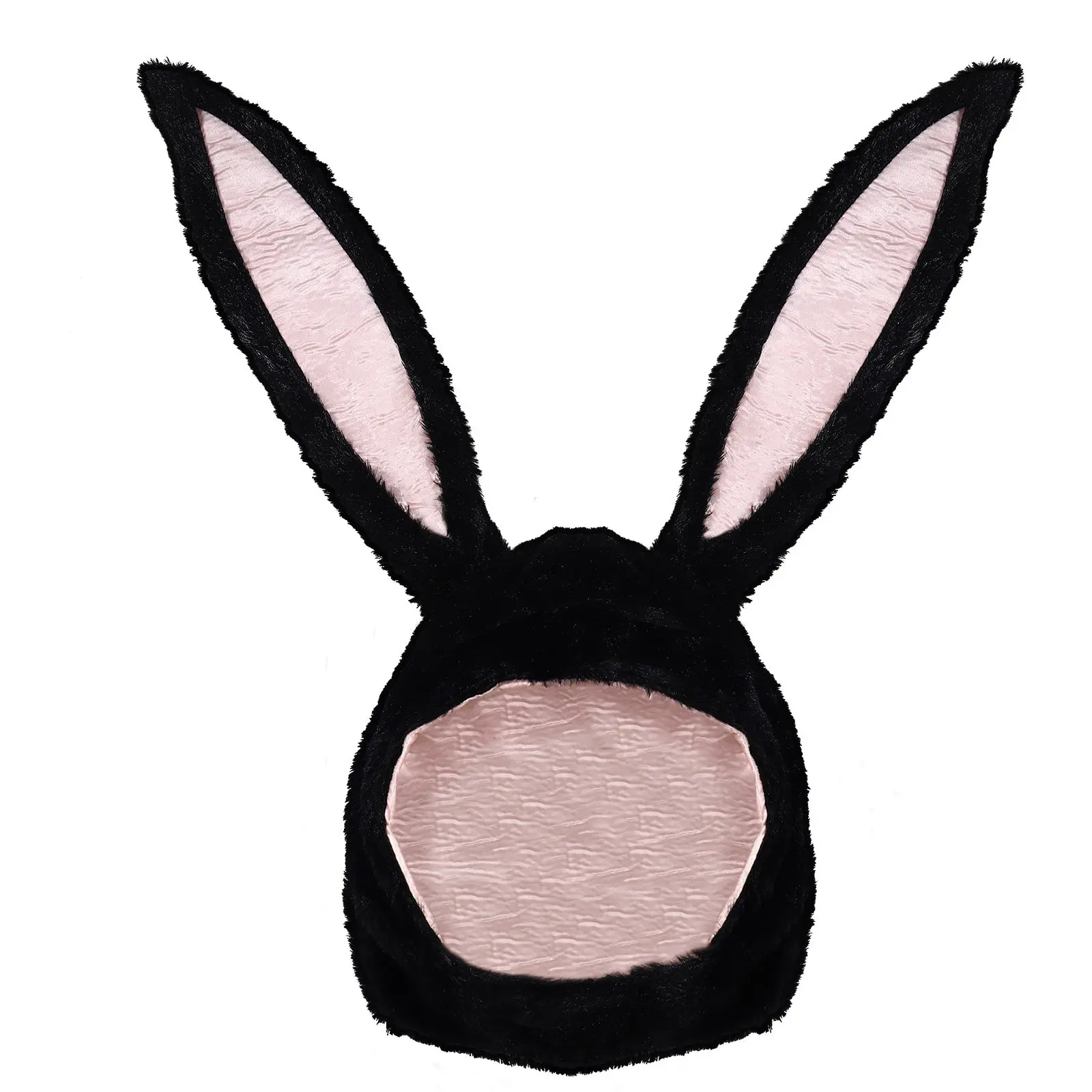 Rabbit Headwear Black Soft Material Warm Animal Hat Movable Ear Cute Long Ear Cap for Party Halloween Easter Christmas Photo
