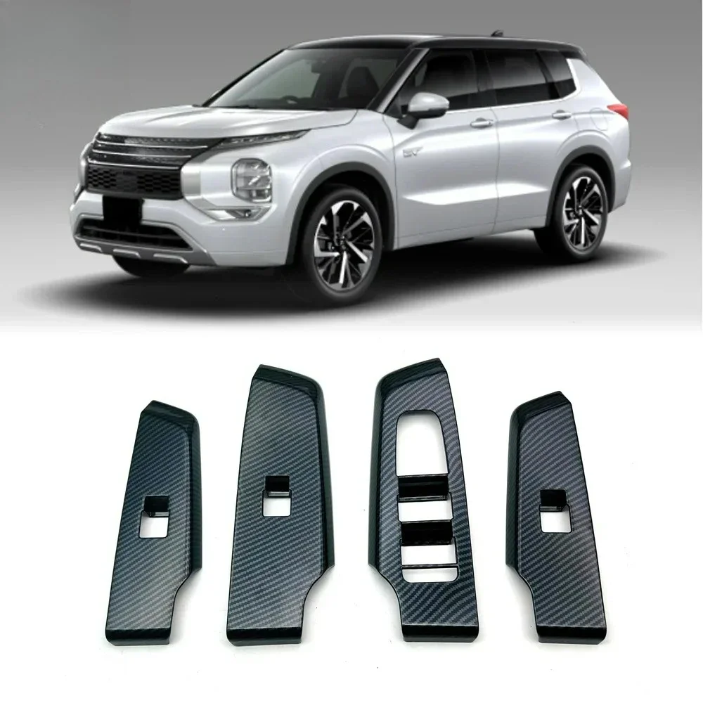 For Mitsubishi Outlander 2022 2023 Car Accessories ABS Plastic Car Door Window Lift Switch Cover Trim 4pcs