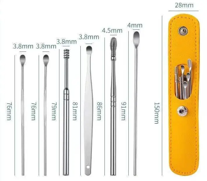 

Ear-picking stainless steel ear-picking spoon ear-picking set wholesale spring ear-picking tool portable