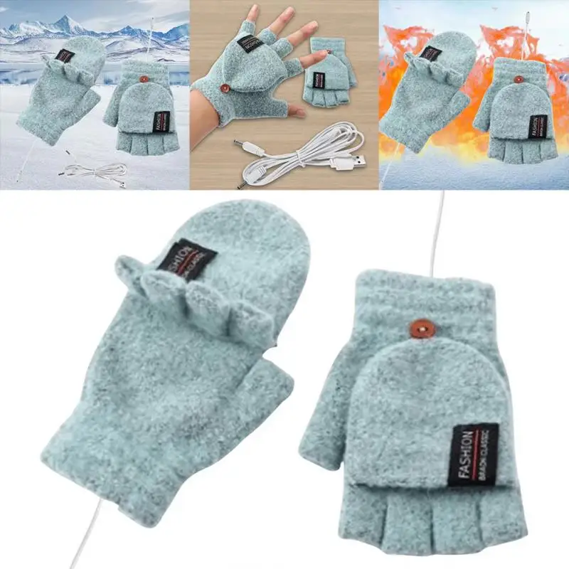 Electric Heated Gloves Hand Warmers Mittens Heater Rechargeable USB Reusable Winter Warm Heating Laptop For Women Men