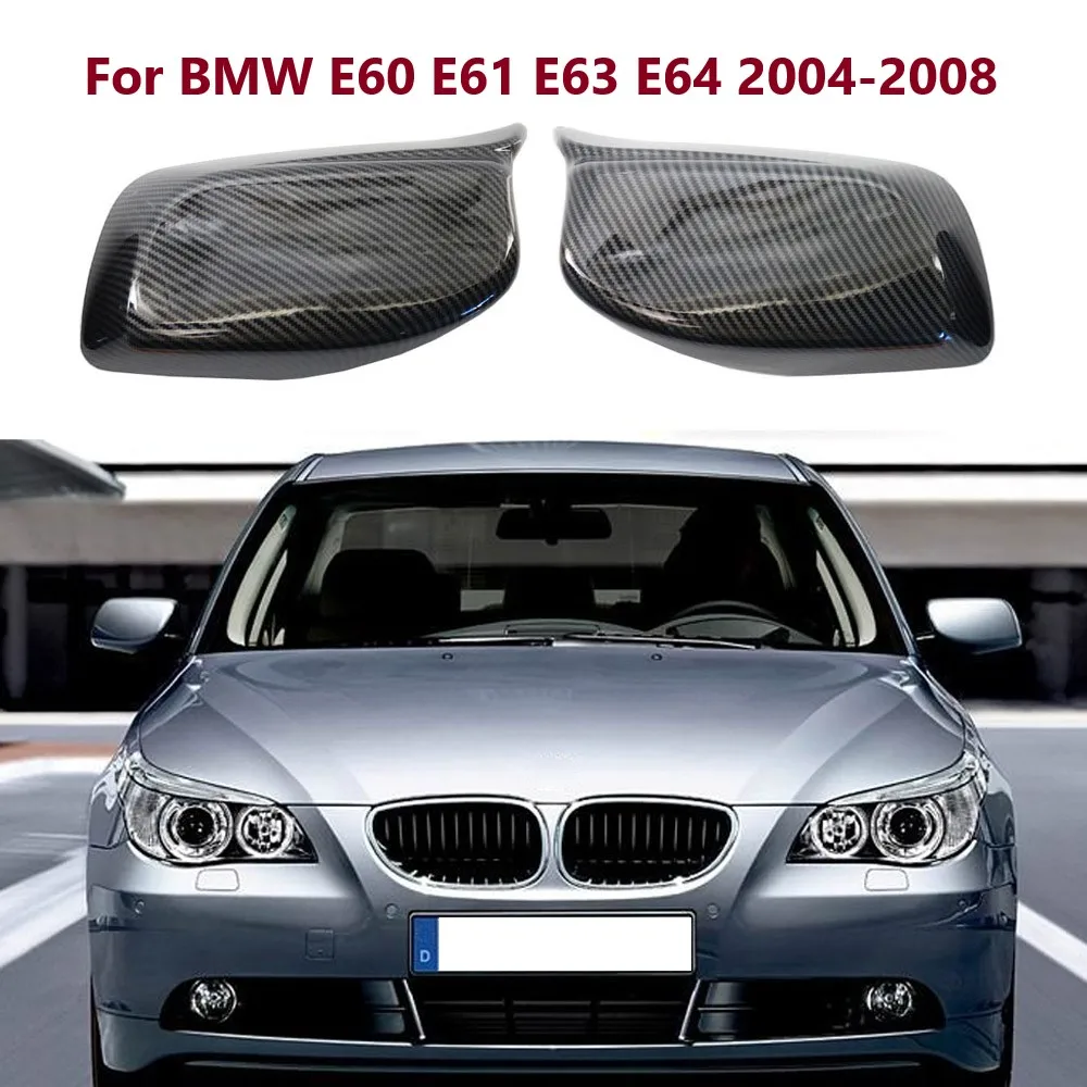 

Carbon Fiber Look Car Rear View Door Wing Mirror Side Mirror Cover Caps Shell Case For BMW E60 E61 E63 E64 5 Series 2004-2008