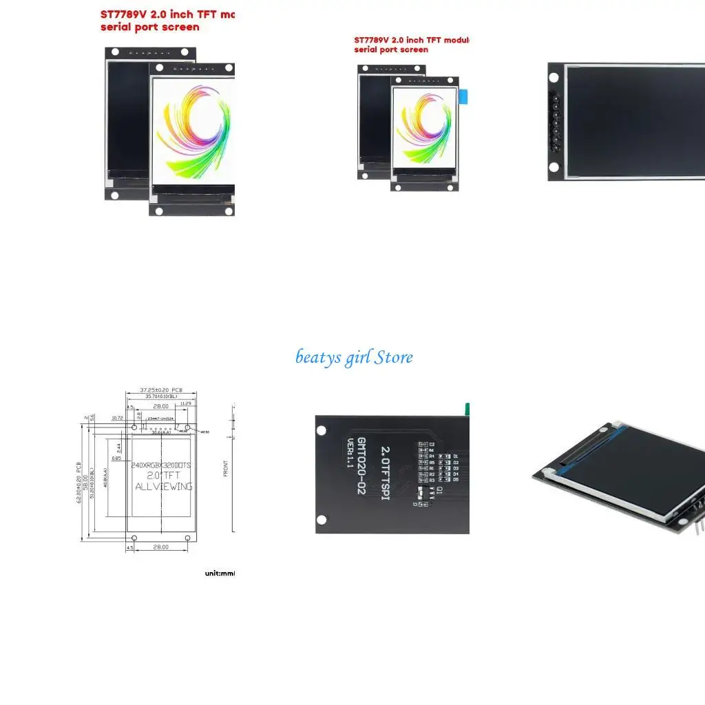 

C7AB 2,0 ″ Дисплей Базовый серия ST7789V LCD-TFT Резистивный экран 240RGBX320 Дисплей подходит для панели панели, домашнего