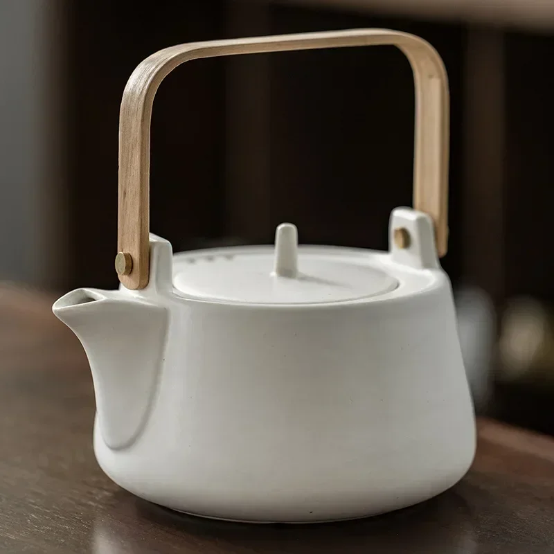 720ML/1000ML Ceramic Boiling Teapot Household Filter Teapot Black Teapot Lifting Beam Kettle Tea Kettle Tea Set Tea Accessories