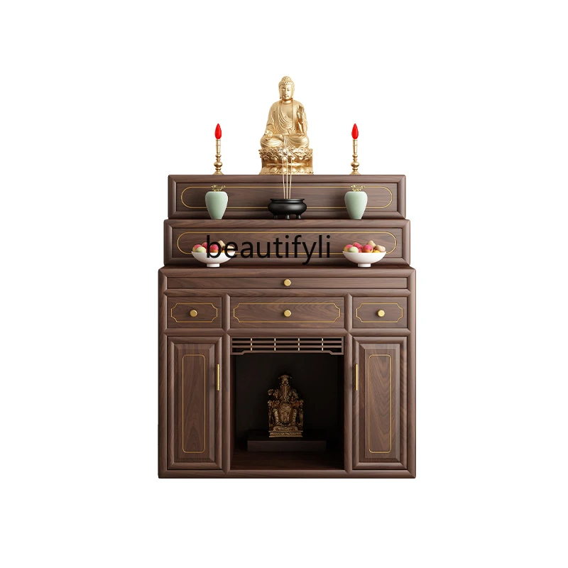 

Three Layers Altar Solid Wood Household Prayer Altar Table Table Simple Guanyin God of Wealth Incense Burner Table Living Room