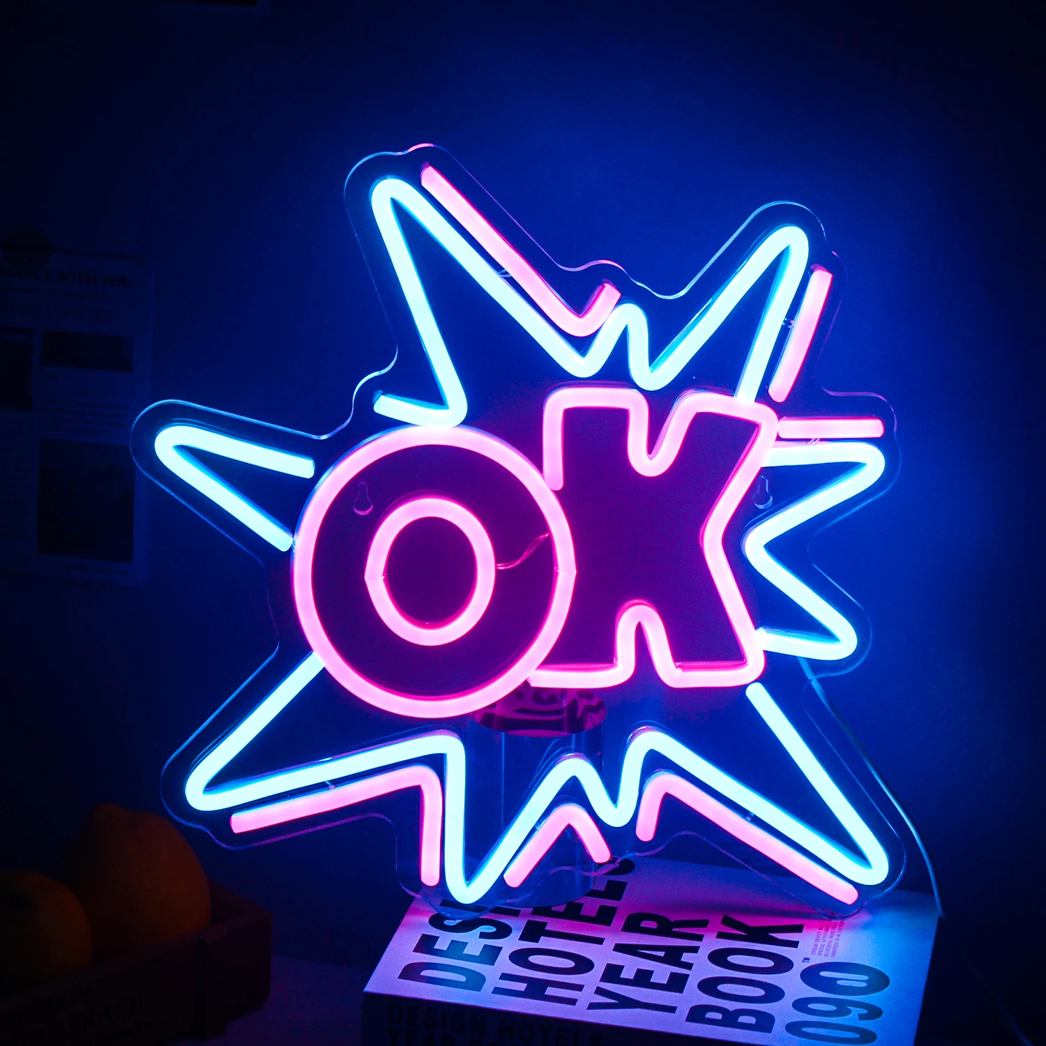 Ineonlife Ok Unique Shape Neon Sign Led Light Kawaii Room Bar Club Party Room Design Luminescent Wall Decor Festival Gift