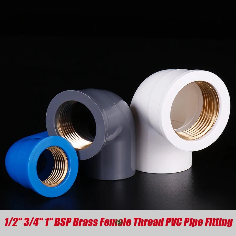 

1/2" 3/4" 1" BSP Brass Female Thread PVC Pipe Fitting Water Connector 20/25/32mm 90 Degree Elbow Connector Copper Thread Joint