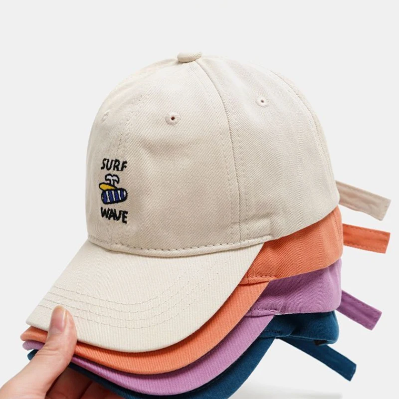 Gorros de lengua de pato con bordado de dibujos animados para niños de 1 a 5 años, sombreros para el sol ajustables para exteriores, sombreros deportivos informales para niños