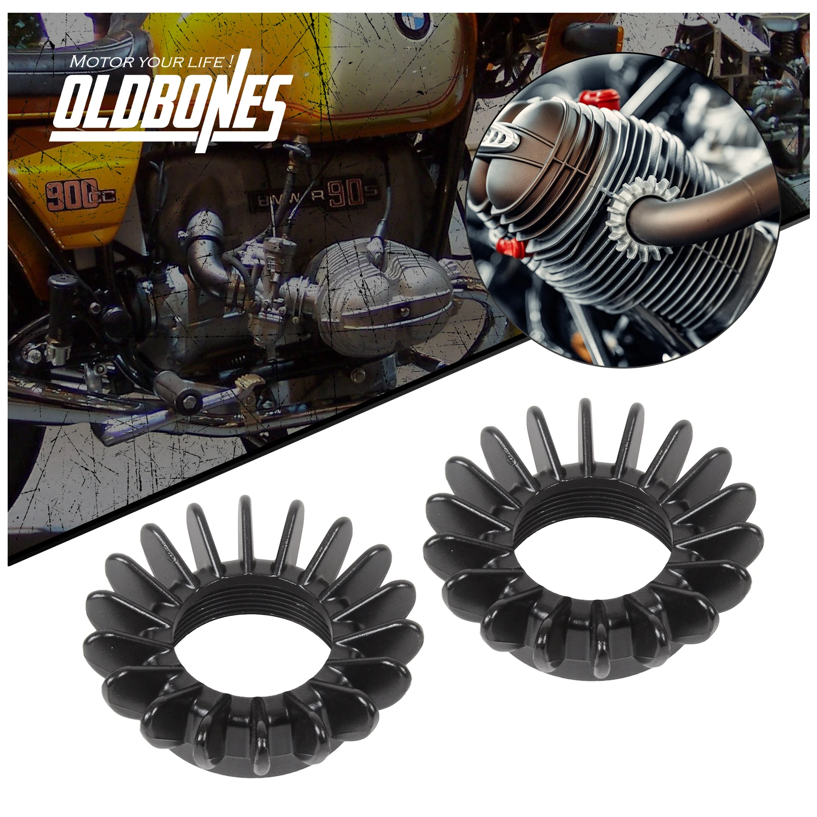 Cafe Racer R Serie For BMW R75 R80 R90 Black Exhaust Header Nut Motorcycle Accessories Manifold Nut Fit For 42MM Exhaust pipe
