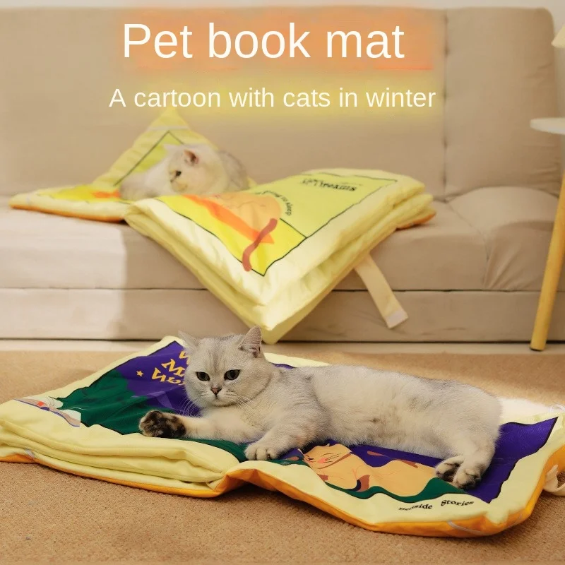 Imagem -02 - Mel Pet Dobrável Cat Litter Mat Pet Dormiring Mat Stall Brinquedos Diversão Flipable Pet Litter Armazenamento de Livros Conveniente Fixable News