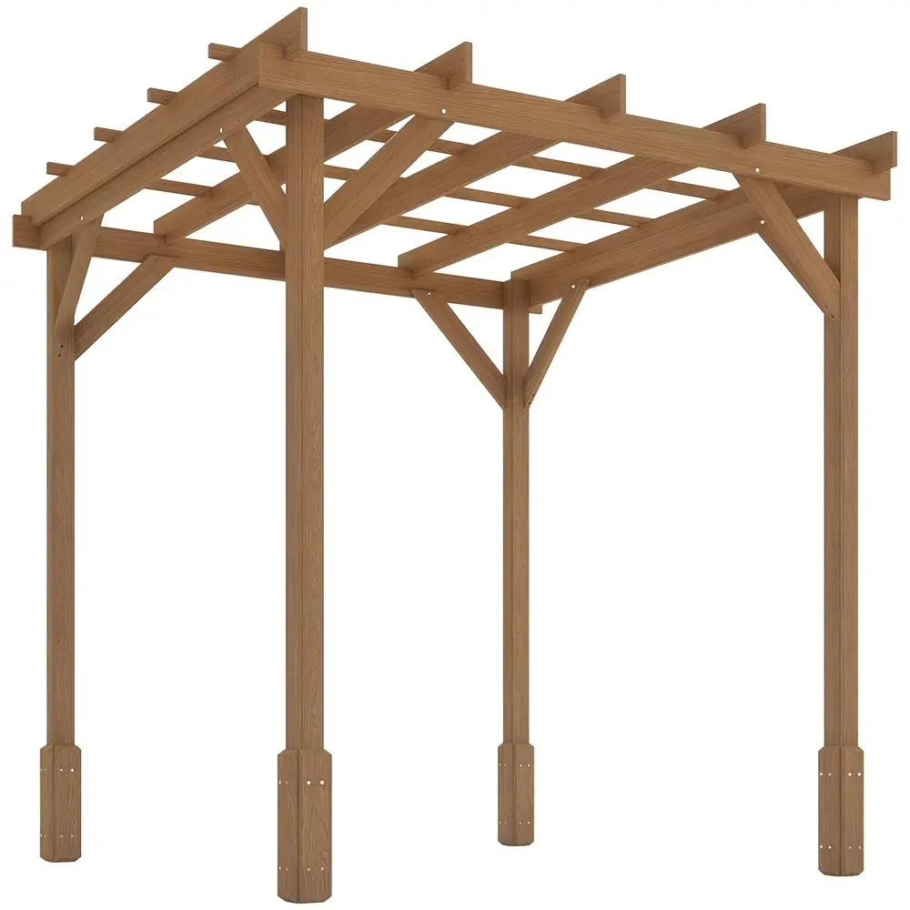 

6.6 x 6.6 Outdoor Pergola with Stable Structure and Concrete Anchors, Wood Gazebo Grape Trellis for Climbing Plant Support, Gar