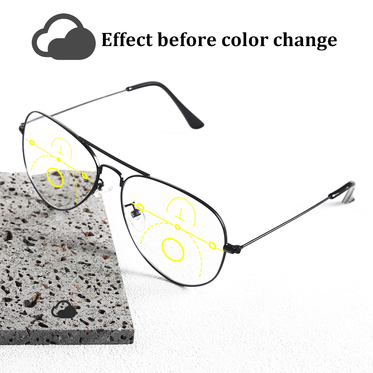 Photochrome, progressive Multifokal-Lesebrille, stilvoller großer Aviator-Rahmen, klare Sicht, angenehm zu tragen, geeignet für Männer und Frauen. – Detail 4