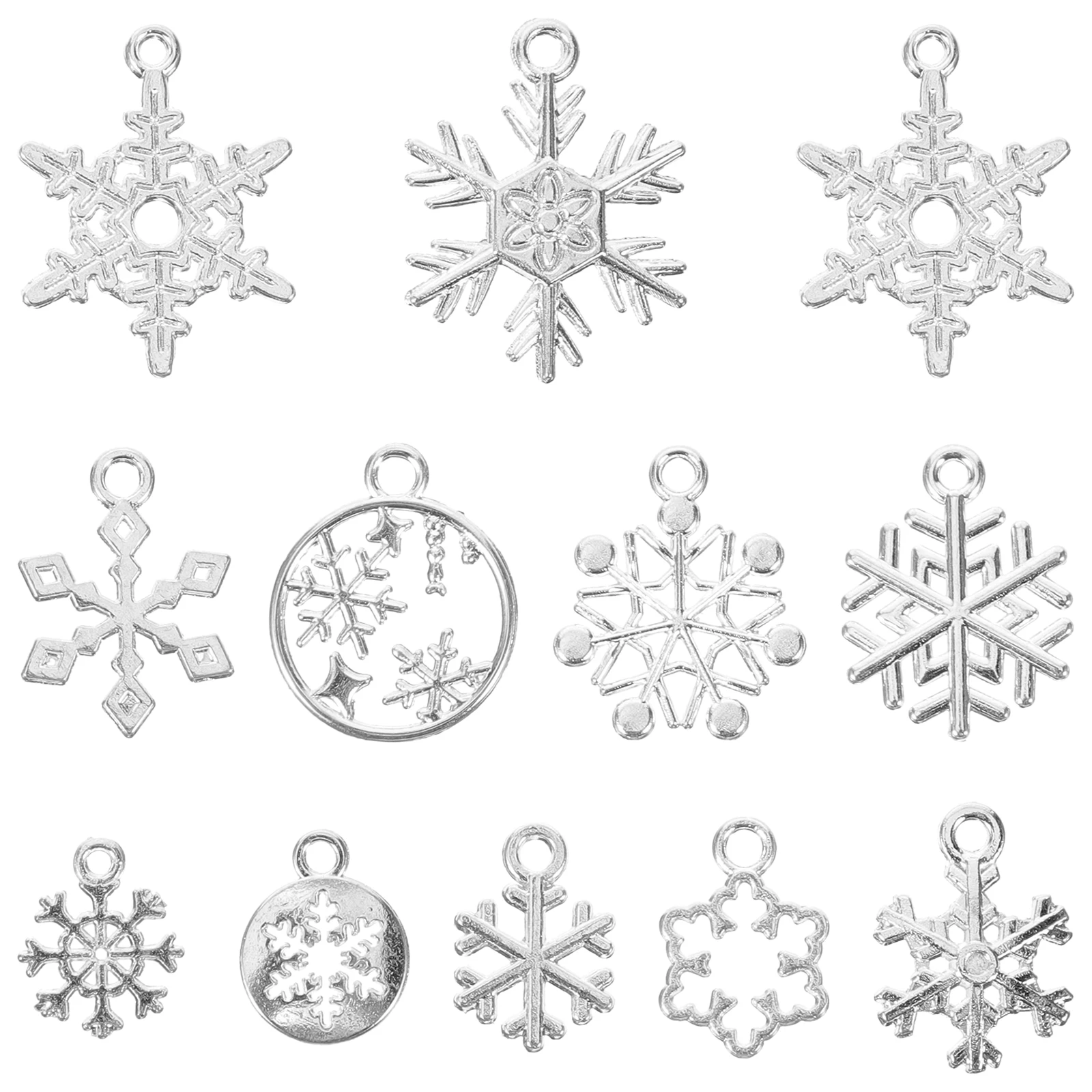 

60 Pcs Snowflake Pendant Accessories Alloy Christmas Crafts Mini Ornaments Jewelry Making Charms Earrings Holiday Decor Durabl