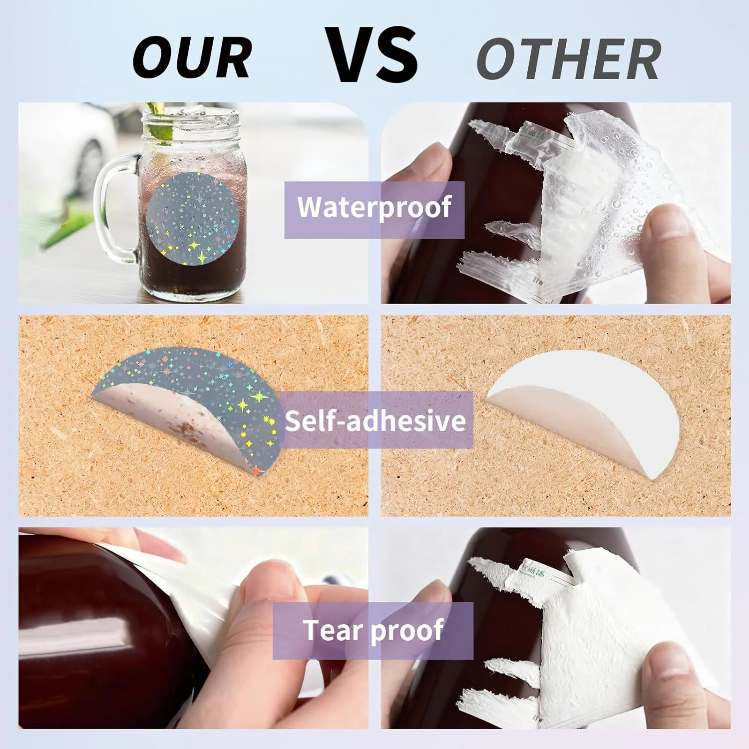 10枚 A4 レーザースター、ガラス、レインボーPET印刷可能ステッカー 自己粘着ポリエステルラベル オフィスや学校用品用