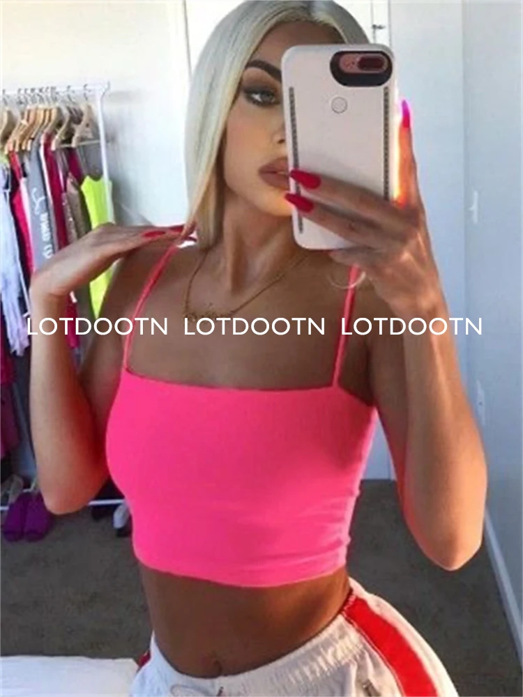 LOTDOOTN Women Sexy Backless Fashion Vest Green Fluorescent Camisole Women Nylon Tops Women Athletic Spandex Tops Women Camis