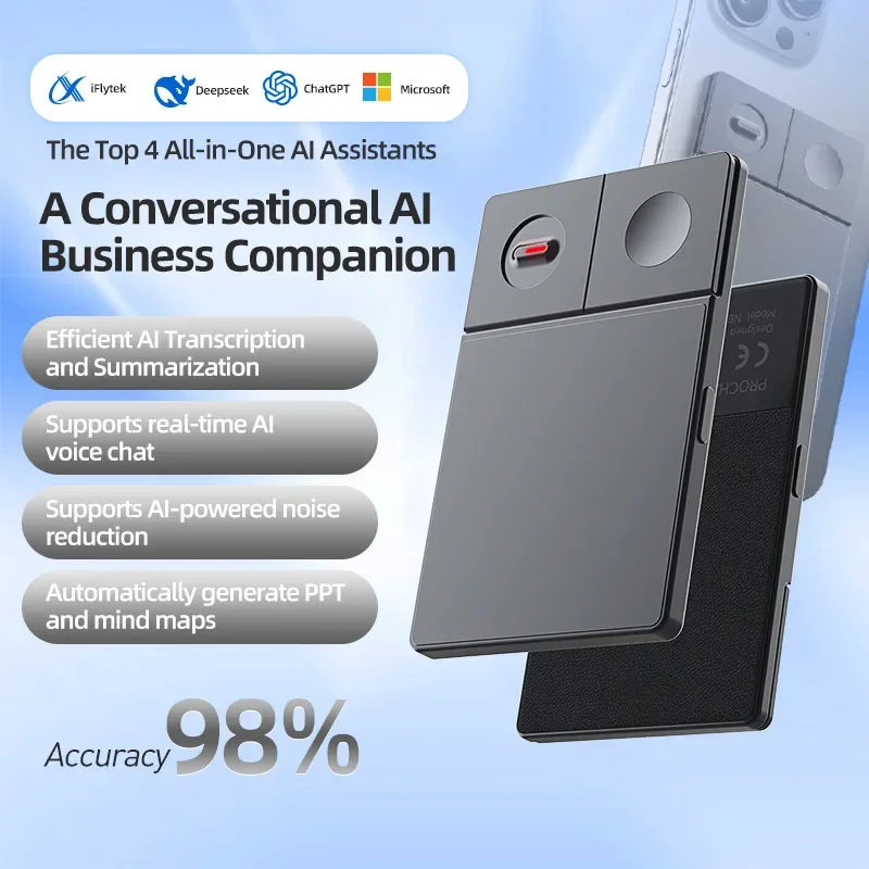 AI Powered Voice Recorder and Call Recorder Wi-Fi TF Chip Speech-to-Text Summarization Translation Supports 100 Languages 64GB