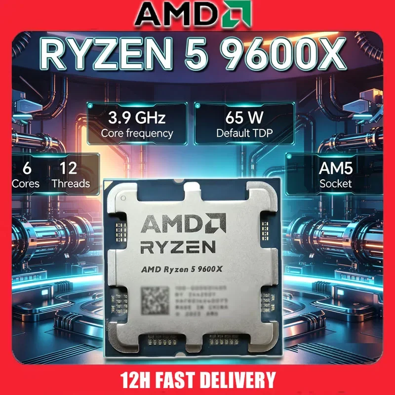 

AMD Ryzen 5 9600X 5.4GHz 6-Core 12-Thread NEW DDR5 L3=32M Processor 65W R5 9600X Socket AM5 4NM but No Fan