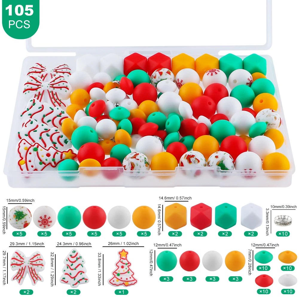 

105Pcs/Box New Cartoon Focal Silicone Beads For Jewelry Making DIY KeyChain Pen Necklace Bracelet Handwork Accessories