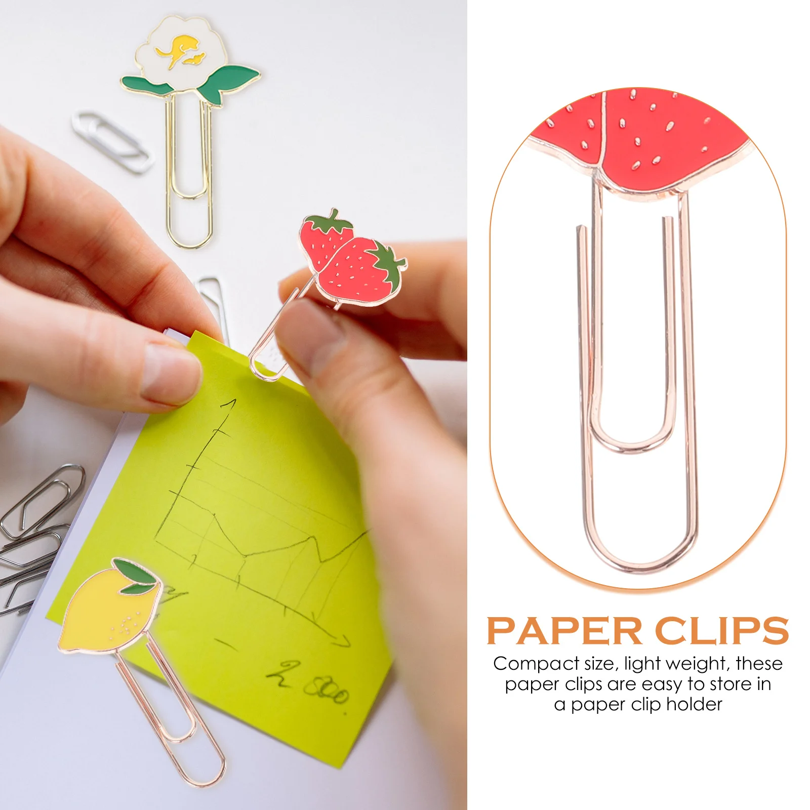 

6Pcs Adorable Fruit Design Paper Clips Small Metal Clips for Books Scrapbooks Envelopes Office Home Organization Tools