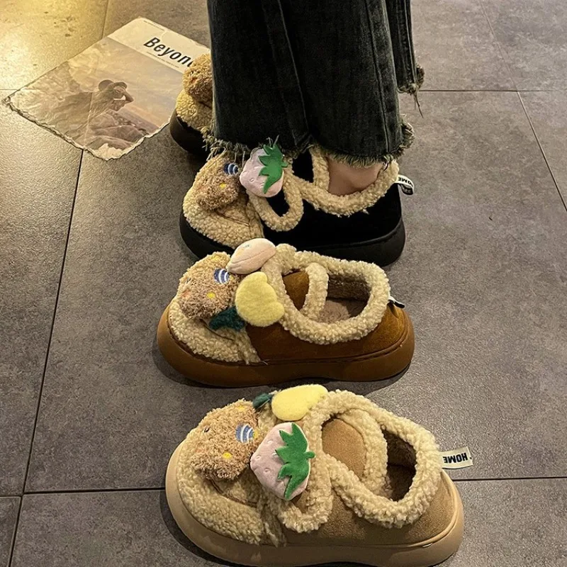 الأحذية القطنية الشتوية الجديدة للنساء عام 2025 دافئة ولطيفة مع الصوف في الخارج. أحذية الثلوج ذات النعل السميك عصرية #3
