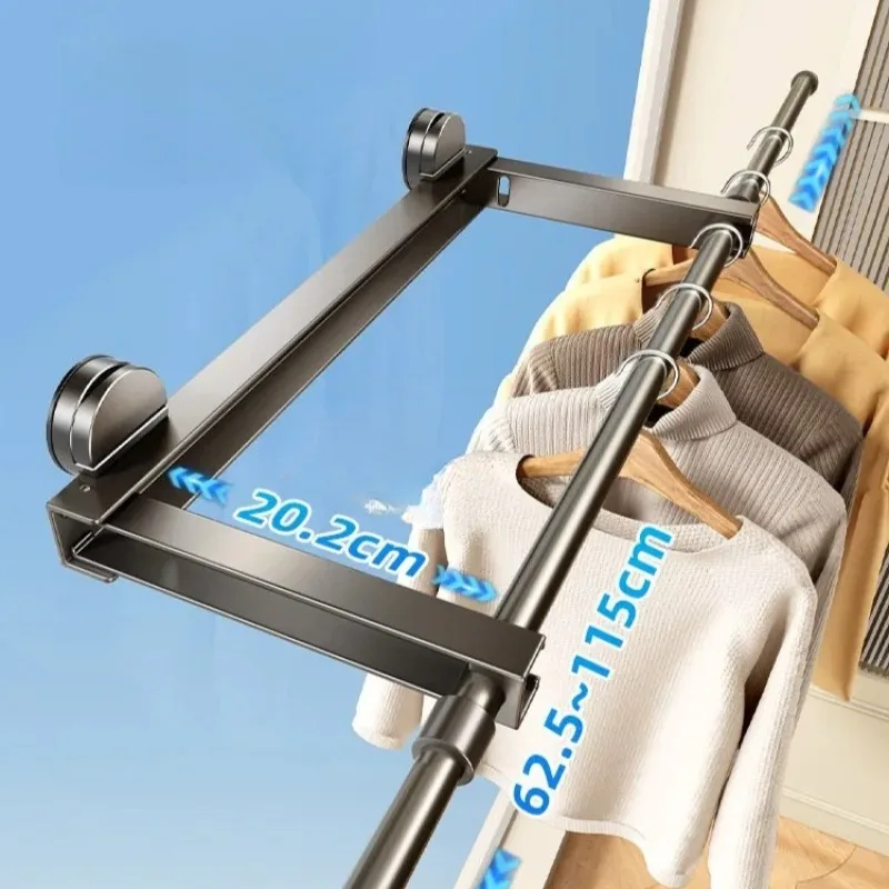 Foldable Bathroom Hanging Rack Carbon Steel Telescoping Towel Bar with Suction Cup Drill-Free Multi-Functional Storage Organizer