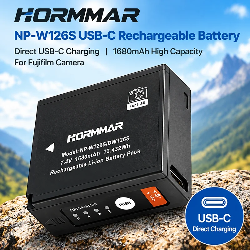 1680mAh NP-W126 NP-W126S USB-C Rechargeable Battery for Fujifilm Fuji Camera X-T5 X-T4 X-S20 X-T30 II Replacement Battery Pack