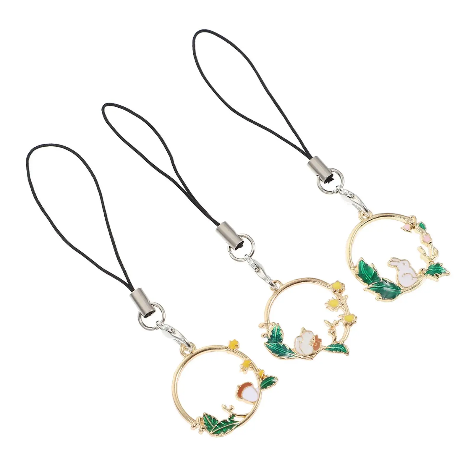 

Face Beads Mobile Phone Accessories Flower Garlands Pendants Short Cellphone Charm Strap Alloy Decoration