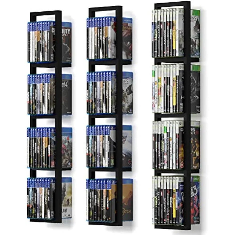 

Black Floating Shelves for Wall, 34 Inch Video Games CD DVD Storage Shelves, Cube Storage Organizer Shelf Set of 3 CD Racks