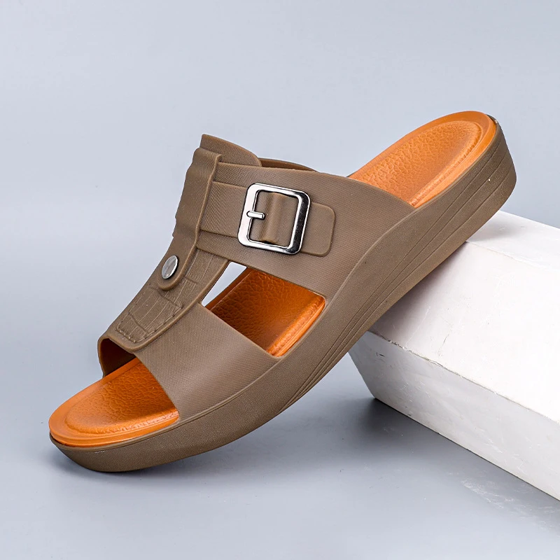 

2025 New Plus Size Men's Slippers Flip-Flops Chunky Platform Non-Slip Durable Outdoor Casual Comfort Slide Sandals Breathable