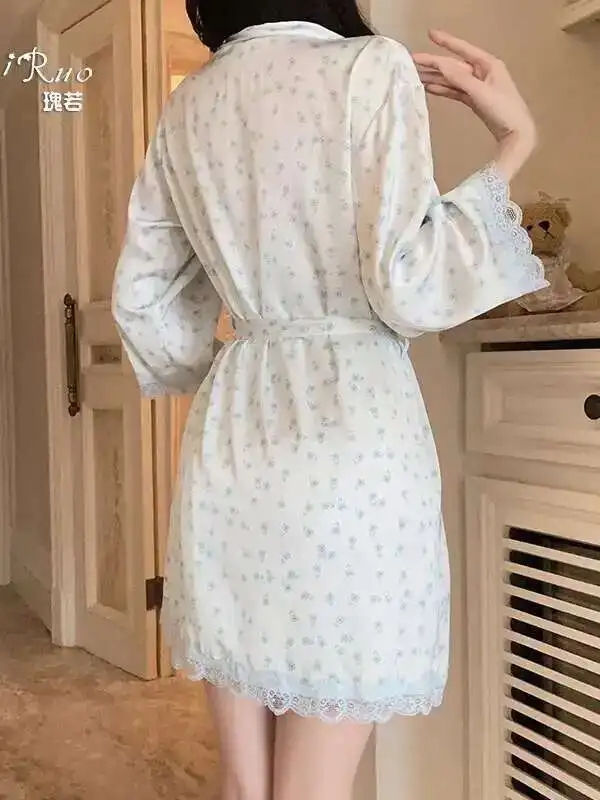 ディープセクシードレス V ギャザー胸マット滑らかなサテンスリーピングスカートアウターローブドレス快適な美しい魅力的なかわいい 8H3Y