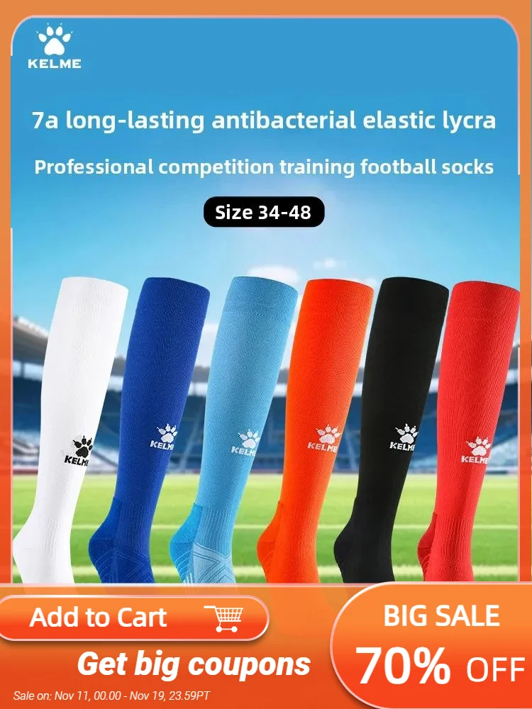 

Kelme Antibacterial Long Tube Football Socks For Adults Professional Shock-absorbing And Anti Slip Socks Breathable Sports Sock