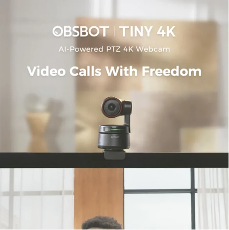 OBSBOT Tiny 4K AI-Tracking Auto-Framing Gesture Control Dual Omni-Directional Mic Recording PTZ Streaming Webcam