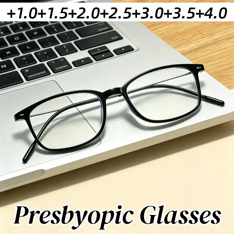 

New Fashionable Square Frame Anti Blue Light Presbyopic Glasses Retro Trendy High-definition Ultra Light Outdoor Reading Glasses