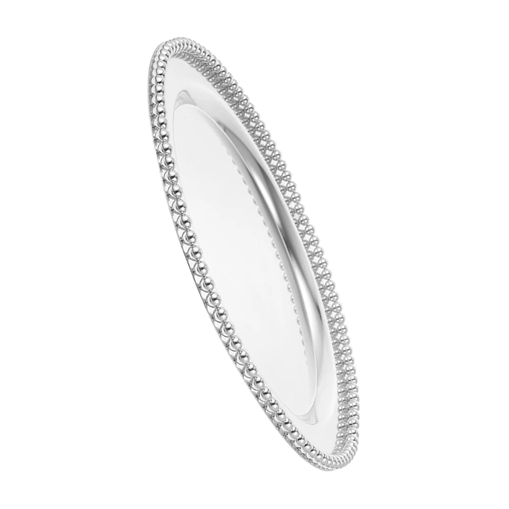 

Metal Tray Jewellery Holder Round Shaped Bedroom Earring Dish Stainless Steel Smooth Surface Desktop Decor Trinket Storage Plate