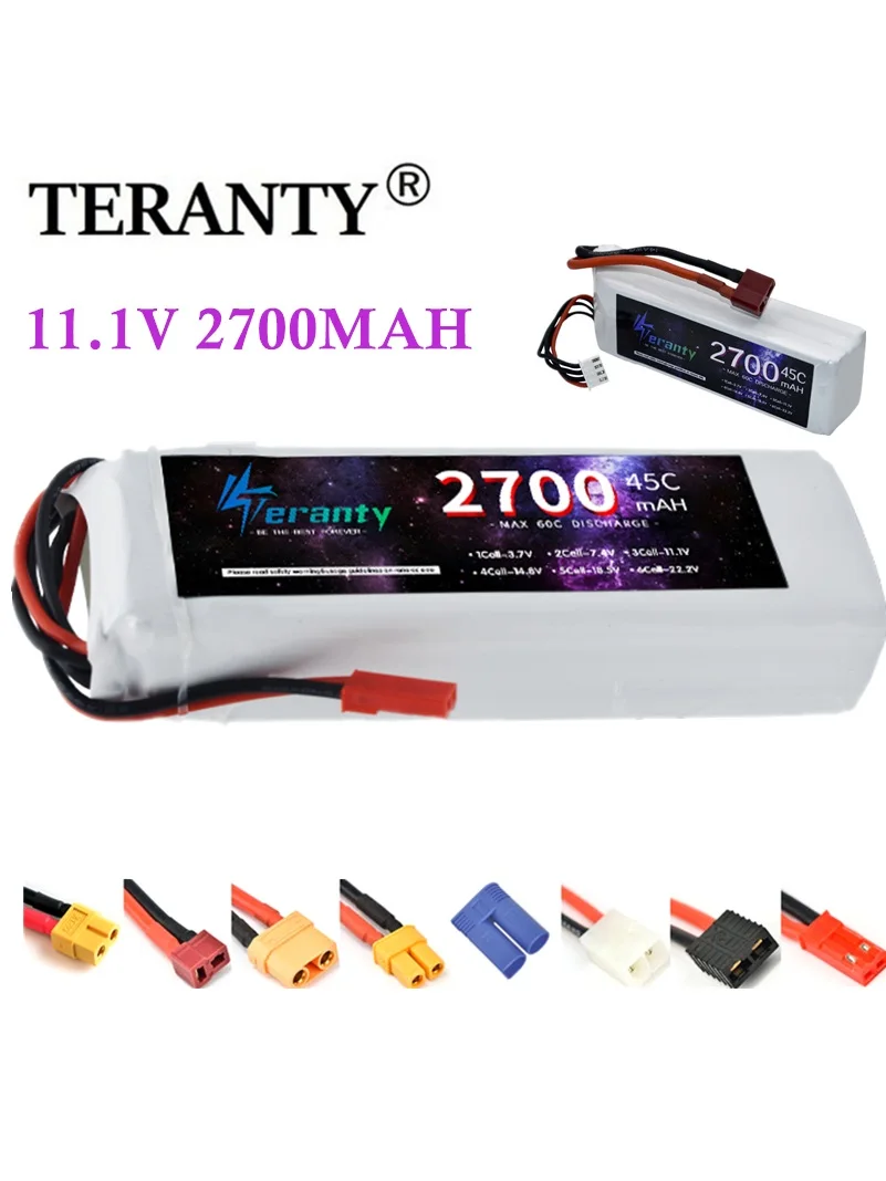 TERANTY 2700 MAH 45C 3S Batterie Lipo Pour Voiture RC Camion Avion FPV UAV Drone 7.4V 2 Pièces Batterie